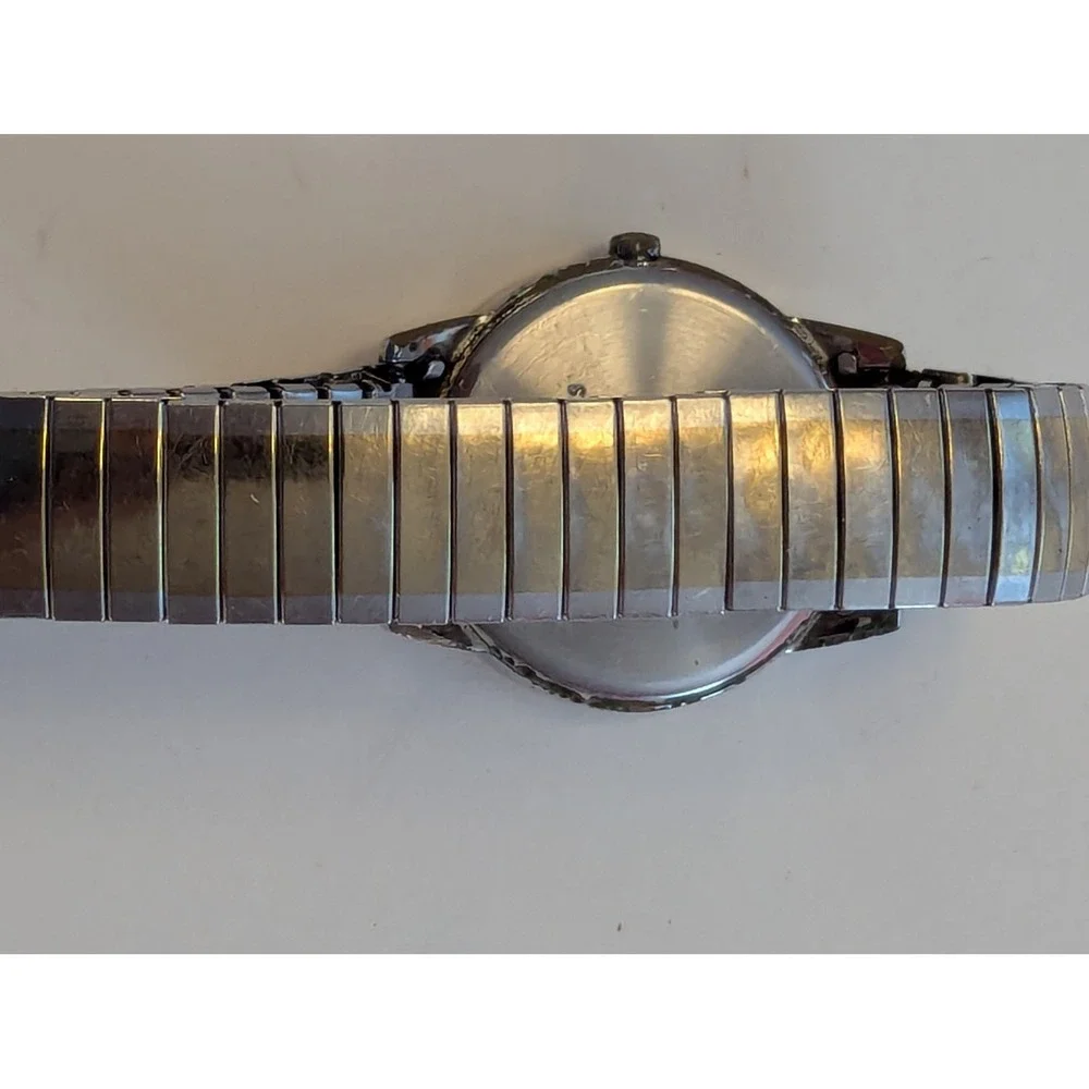 Vtg Timex Indiglo Watch Silver Gold Two Tone Expansion Band Mens OS